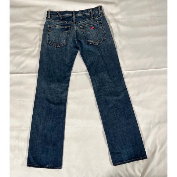 MISS SIXTY Vintage Distressed Denim Jeans Y2K Medium Dark Wash Orange Zipper 28 - Picture 15 of 16